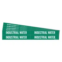 Pipe Marker: Industrial Water, Green, White, Fits 3/4 to 2 3/8 in Pipe O.D., 4 Pipe Markers, 5 PK (MPN 7163-4-PK)