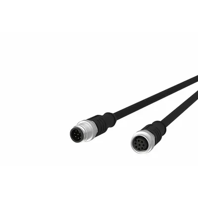 METZ CONNECT Sensor Cable: M12 Male Straight X M12 Female Straight, 8 Pins, Black, PUR - Double-Ended Cordsets with PUR Jacket for Twisting Applications