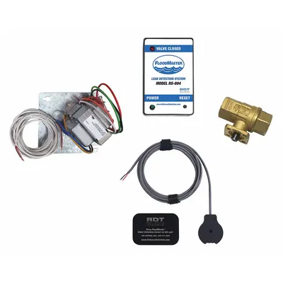 FLOODMASTER Leak Detection Shut-Off Valve: Detection and Alarm Shutoff System, Brass - Water Heater Leak Detection & Water Supply Shutoff Systems