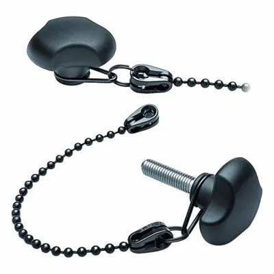 ELESA Hand Knob: 3 Point, M10 Thread, Blind Hole, 200 mm Tether Lg, Black, Plastic - Tethered Corrosion-Resistant 3-Arm Knobs with Threaded Hole