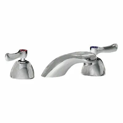 CHICAGO FAUCETS Low Arc Bathroom Faucet: 404, Cast Brass, Polished Chrome Finish - Widespread Handle Bathroom Faucets