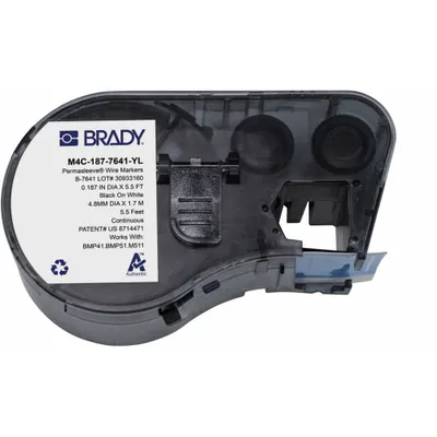 BRADY Sleeve Label: 1 in x 11/32 in, Polyolefin, Yellow (Matte) - Brady Continuous Sleeve Label Roll Cartridges