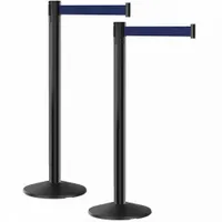 Belt Barrier System: 40 in Post Ht, 10 ft Belt Lg, Blue, 2 No. of Posts, No Pattern, No Message (MPN P101SB-BL-2PK)