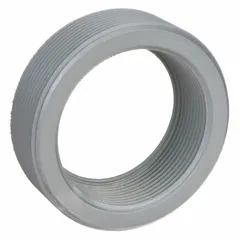 Iron reducing bushing for hazardous locations, reducing a 6-inch trade size conduit opening to 4 inches. Threaded design maintains explosion-proof integrity in conduit systems. Suitable for classified areas requiring safe conduit transitions.