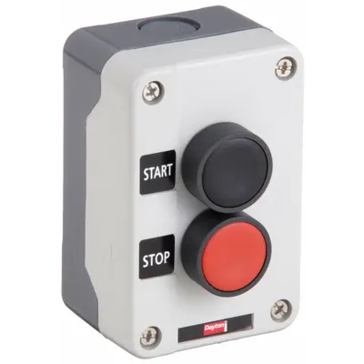 Dayton Control Station: (2) Push Buttons, 0 Pilot Lights, 1NO/1NC, Start/Stop - Push-Button Control Stations