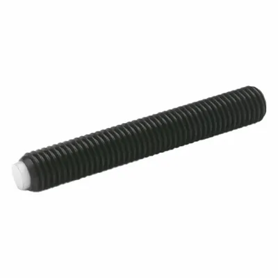 JW WINCO Set Screw with Plastic Tip: Steel, Black Oxide, POM Tip, M6 Thread Size - Non-Marring Half Dog Point Set Screws