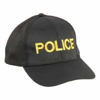 HEROS PRIDE Police Hat: Universal, Black with Gold Lettering, Cotton Twill (MPN 6754)