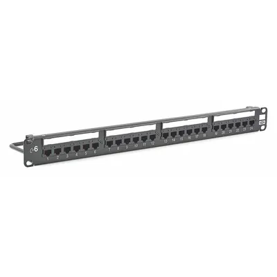 HUBBELL PREMISE WIRING Patch Panel: Flat, 1 Rack Units, 24 Ports, 6, IDC, 4-Pr PoE (4PPOE) - Rack-Mount Punchdown RJ45 Patch Panels
