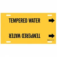 Pipe Marker: Tempered Water, Yellow, Black, Fits 8 to 9 7/8 in Pipe O.D., 1 Pipe Markers (MPN 4140-G)