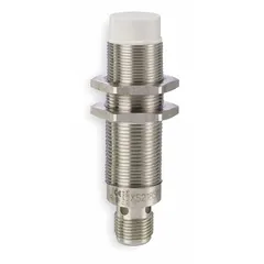 Inductive cylindrical proximity sensor with non-terminated cable, unshielded, and normally open (NO) output. Accepts dual supply voltages of 24-240V AC and 24-240V DC. Used for non-contact detection of metallic objects in industrial automation for position sensing, part detection, and machine control.
