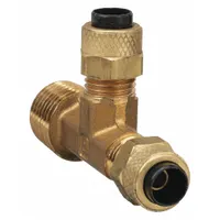 PARKER Compression Tee Fitting: 1/4 in OD x 1/4 in Pipe x 1/4 in OD Fitting Size, Brass, 10 PK (MPN 171P-4-4)