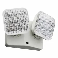 Plastic remote head for emergency lighting systems. Designed for ceiling or wall mounting with adjustable lamp direction. Operates at 3.6 V with two 2 W lamps. White housing. Compatible with ECR/ECG HO models.