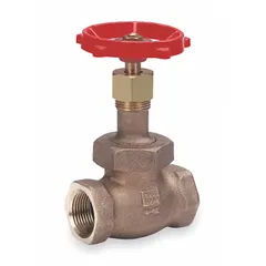 Bronze straight-body globe valve with rising stem and female threaded connections. Designed for general-service applications regulating flow in gas, oil, steam, and water media. Pipe size 2 in, Z-body construction.