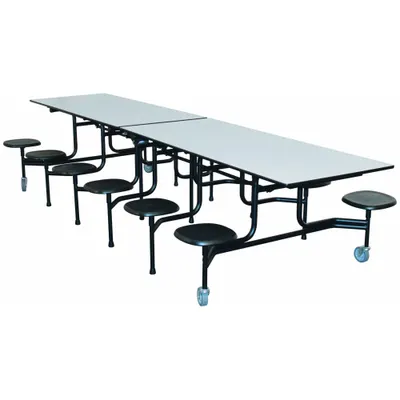 PALMER HAMILTON Cafeteria Stool Table: Gray Glace, Stool Seat, 29 in Overall Ht - Bi-Fold Cafeteria Tables