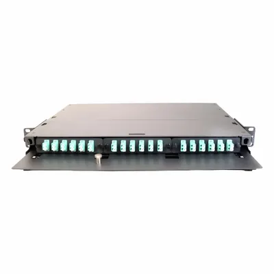FIBERTRONICS Patch Panel: 1 Rack Units, 3 Ports, Flat, PoE, Not Numbered, Front & Top Access - Rack-Mount Modular Fiber Optic Patch Panels