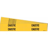 Pipe Marker: Caustic, Yellow, Black, Fits 3/4 to 2 3/8 in Pipe O.D., 4 Pipe Markers, 5 PK (MPN 7040-4-PK)
