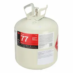 3M Super 77 is a high-tack, clear spray adhesive for general purpose bonding and repair. It features an aggressive tack and mist spray pattern, primarily bonding metal, with secondary compatibility for paper and wood. Suitable for interior use, this adhesive is heat resistant but not water-resistant, with VOC content over 500 g/L.