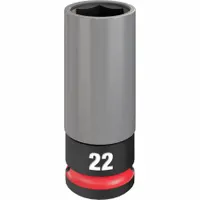 MILWAUKEE Lug Nut Wheel Socket: 1/2 in Drive Size, Metric, 22 mm Socket Size, 6-Point, Deep, Socket (MPN 49-66-7807)