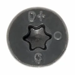 Flat-head screw anchor for fastening into concrete, brick, or block. Made of case-hardened steel with a zinc-plated finish for corrosion resistance. Features a pointed tip and Torx drive for easy installation. Removable design. Supplied in a 1,000-piece pack.