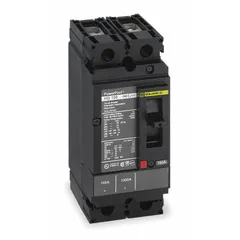 This 90 A molded case circuit breaker from the HG series provides overcurrent protection with a 65kA interrupting rating at 240V AC. It features a fixed configuration and line/load lug terminations, suitable for branch circuit protection in electrical distribution systems.