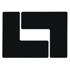 Solid black L-shaped floor marking tape with no legend, measuring 3 inches by 8 inches. Made of 8 mil thick polyester backing. Supplied in a 20-pack. Used for delineating walkways, hazard zones, and equipment boundaries in industrial environments.