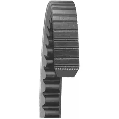 Cogged V-belt in A trade size with 40° angle and 1/2 in thickness. Polyester reinforcing cord provides tensile strength. Cogged design reduces bending stress and dissipates heat for power transmission applications such as pumps, compressors, and conveyors.