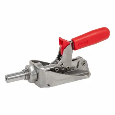 JW WINCO Push-Pull Toggle Clamp: Through-Hole Base Mounting, Locking Vertical Handle - Corrosion-Resistant Straight-Line Toggle Clamps