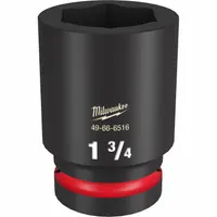 MILWAUKEE Deep Impact Socket: 1 in Drive Size, SAE, 1 3/4 in Socket Size, 6-Point, Deep, Friction (MPN 49-66-6516)