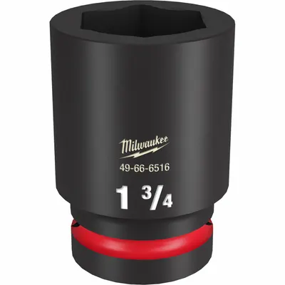 MILWAUKEE Deep Impact Socket: 1 in Drive Size, SAE, 1 3/4 in Socket Size, 6-Point - 1" Drive Impact Sockets