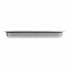 Rectangular transport steam table pan with 8 qt capacity, constructed from 20 ga stainless steel. Full-size design fits standard steam table openings. NSF certified for use in commercial foodservice environments. Not dishwasher safe.