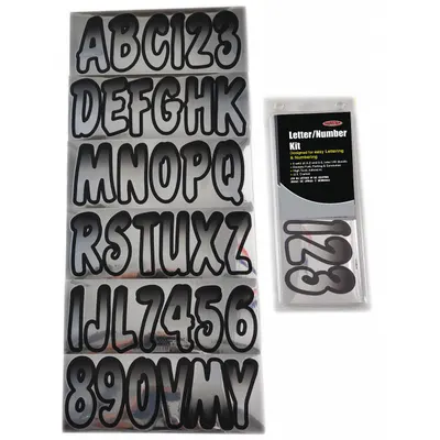 HARDLINE PRODUCTS Letter and Number Label Set: 3 in Character Ht, Indoor/Outdoor, Non-Reflective - Die-Cut Permanent Letters & Numbers