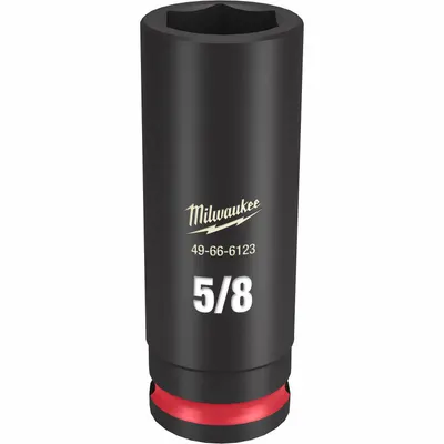 MILWAUKEE Deep Impact Socket: 3/8 in Drive Size, SAE, 5/8 in Socket Size, 6-Point - 3/8" Drive Impact Sockets
