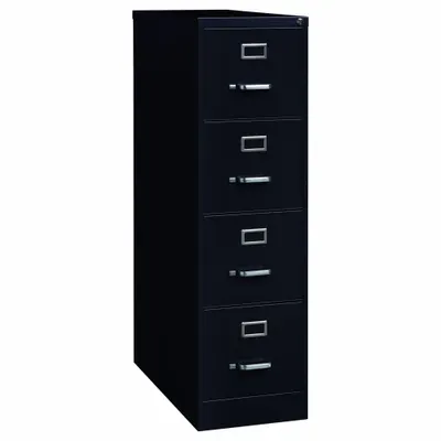 HIRSH Vertical File Cabinet: Black, 4 Drawers, 52 in Overall Ht, 28 1/2 in Overall Dp - Vertical File Cabinets