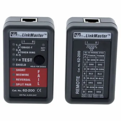 IDEAL LinkMaster(TM) Tester: Base Model, 62-200, Network, CAT3/CAT5/CAT5e/CAT6/CAT6A/Twisted Pr - Copper Cable Verification Testers