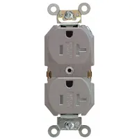 LEVITON Receptacle: Duplex, 5-20, Gray, 125V AC, 20 A, 2 Pole / 3 Wire (MPN TBR20-GY)