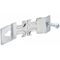 Steel, electroplated silver finish angler clamp for securing 1/2 in RMC conduit. Used in electrical installations to support conduit runs in industrial and commercial settings