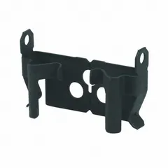 Steel conduit and cable attachment bracket with zinc-plated finish and black color. Features a 1/8 in flange thickness and 1 in overall dimensions. Designed for wall mounting via screw-on installation, accommodating wire range 14/2 AWG to 10/3 AWG for MC/AC cable. UL/CUL listed. Used as a double-run hanger for securing conduit and cable runs in electrical installations.