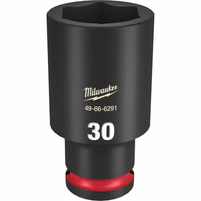 MILWAUKEE Deep Impact Socket: 1/2 in Drive Size, Metric, 30 mm Socket Size, 6-Point - 1/2" Drive Impact Sockets