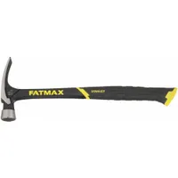 Steel straight-claw hammer with a 17 oz head and 16 in overall length. Features a smooth face, steel handle, and textured grip. Includes a magnetic nail starter for one-handed nail placement. Suitable for driving and pulling nails in framing, carpentry, and general construction