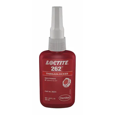 LOCTITE High-Strength Threadlocker: 262, Red, Oil Tolerant, 1.69 fl oz, Bottle - High-Strength Threadlockers (Red)