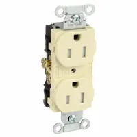 HUBBELL Receptacle: Duplex, 5-15, Ivory, 125V AC, 15 A, 2 Pole / 3 Wire (MPN CR15ITR)