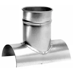 Steel branch fitting for connecting a lateral duct to a 16-inch main duct at a 90° angle. Overall length of 18 inches. Used in ventilation systems for airflow redirection.