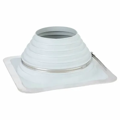 PORTALS PLUS 7.6"H-W Alum; EPDM Roof Vent Pipe Flshng: For Corrugated Metal Roof, Square Base - Rectangular-Base Boots
