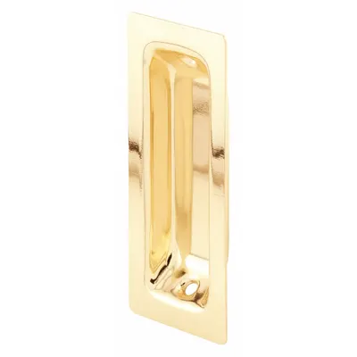 PRIME-LINE Tray Pull: Unthreaded Holes, Brass, Gold, Tray, 3 1/4 in Overall Lg - Oblong Recessed Pull Handles
