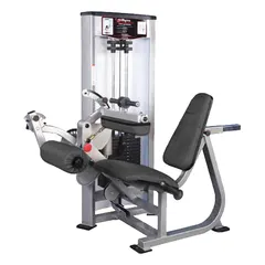 This single-station hip and leg machine features a steel frame with a powder-coated gray and black finish and vinyl upholstery. Overall length is 72 inches. Designed for isolating and strengthening the hamstring muscles, it is suitable for use in commercial gyms, athletic training facilities, and rehabilitation centers.