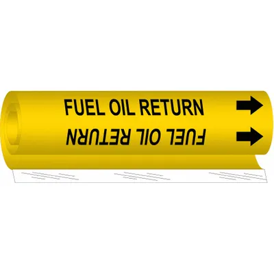 BRADY Pipe Marker: Fuel Oil Return, Yellow, Black, Fits 2 1/2 to 7 7/8 in Pipe O.D. - Fuel Oil Return Wrap-Around Pipe Markers