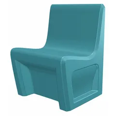 Freestanding single-seat armless chair from the Endurance series. Seat is blue gray polyethylene. Meets CAL 133 flammability and ISO 22196 antimicrobial standards. Suitable for commercial waiting areas, lobbies, and institutional settings.