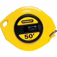 STANLEY Long Tape Measure: Manual, 34-103, SAE, 50 ft, 1/8 in, Plastic, Nonmagnetic Single Hook Tip