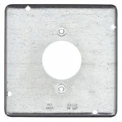 This RACO galvanized steel cover is designed for square electrical boxes. The open cover style provides access to wiring or devices while offering a protective barrier. With a 1/2-inch overall depth, it is suited for use in industrial electrical enclosures.