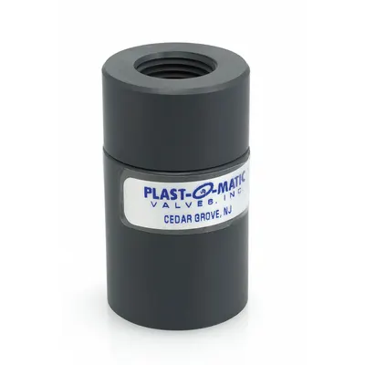 PLAST-O-MATIC Check Valve: Diaphragm, Inline Valve Body, 1/4 in Pipe Size, FNPT x FNPT - PVC Inline Diaphragm Check Valves